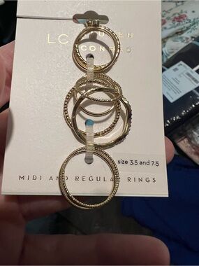 LC Lauren Conrad Gold Mixed Texture Stackable Ring Set